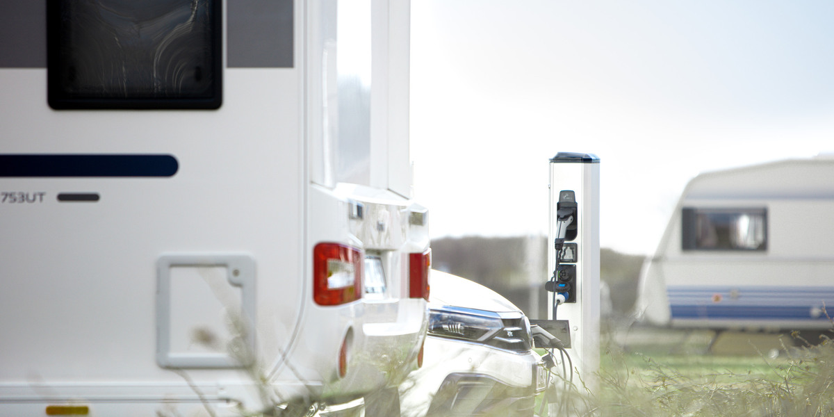 GARO is launching the first post with power outlets for both electric vehicle charging and camping needs.