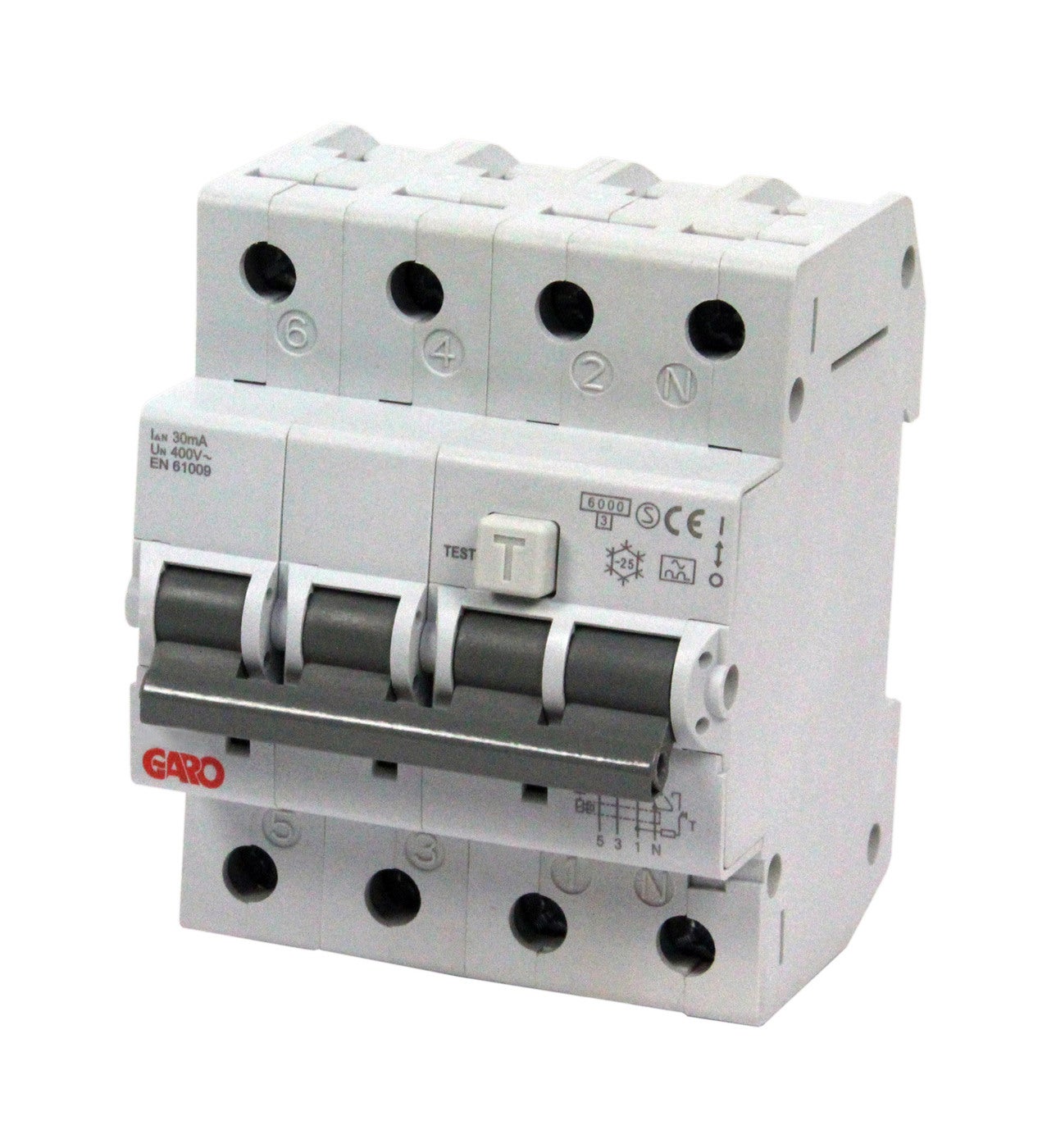 Earth leakage circuit breaker (RCBO) 6kA 4P C-char