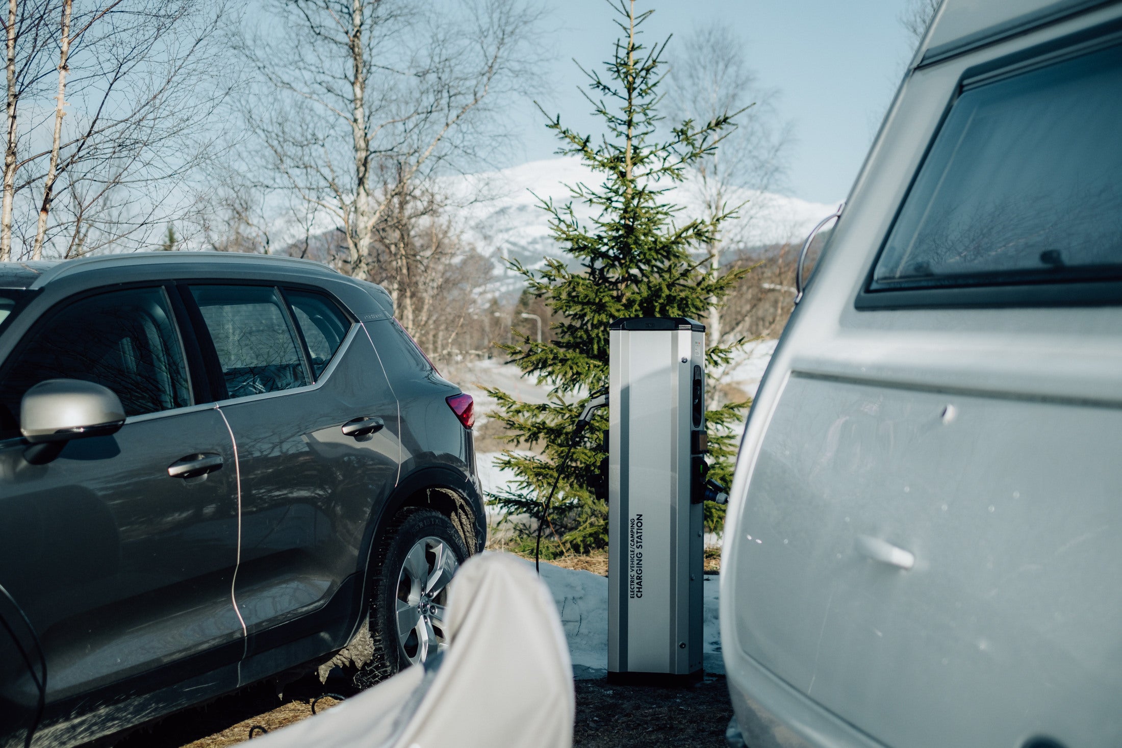 Electric car charging campsites