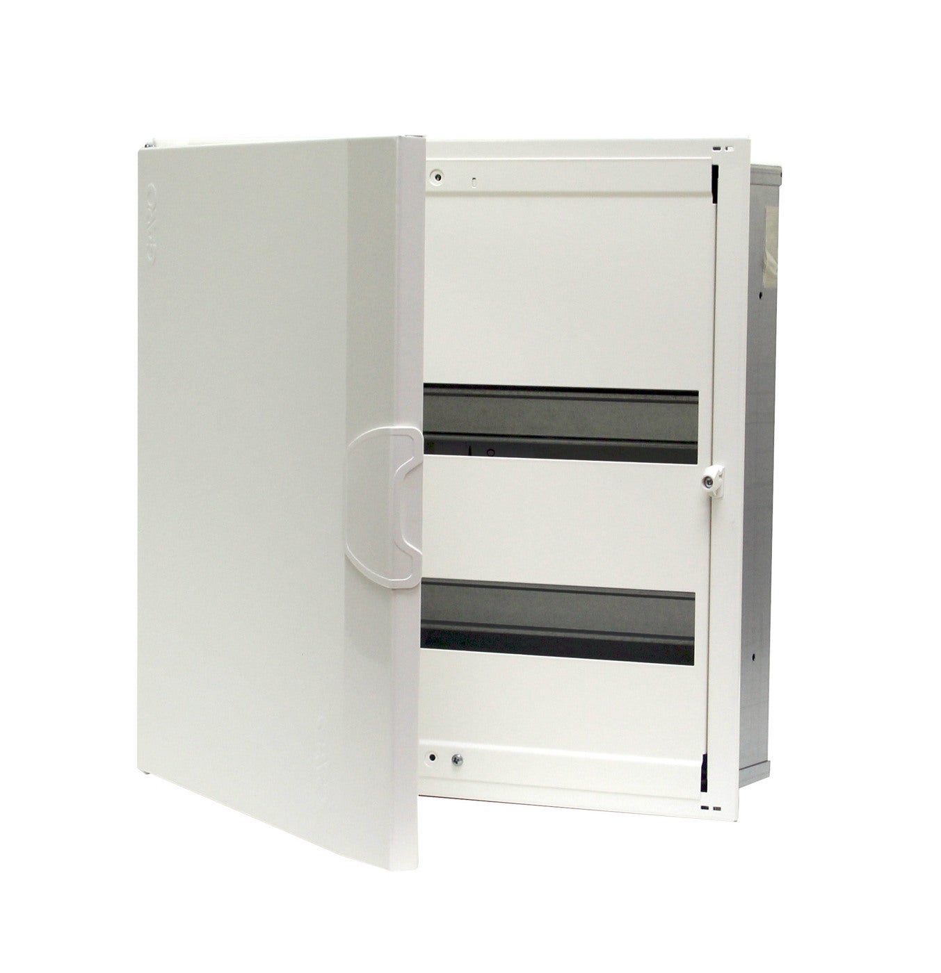 Metal cabinets flush mounted